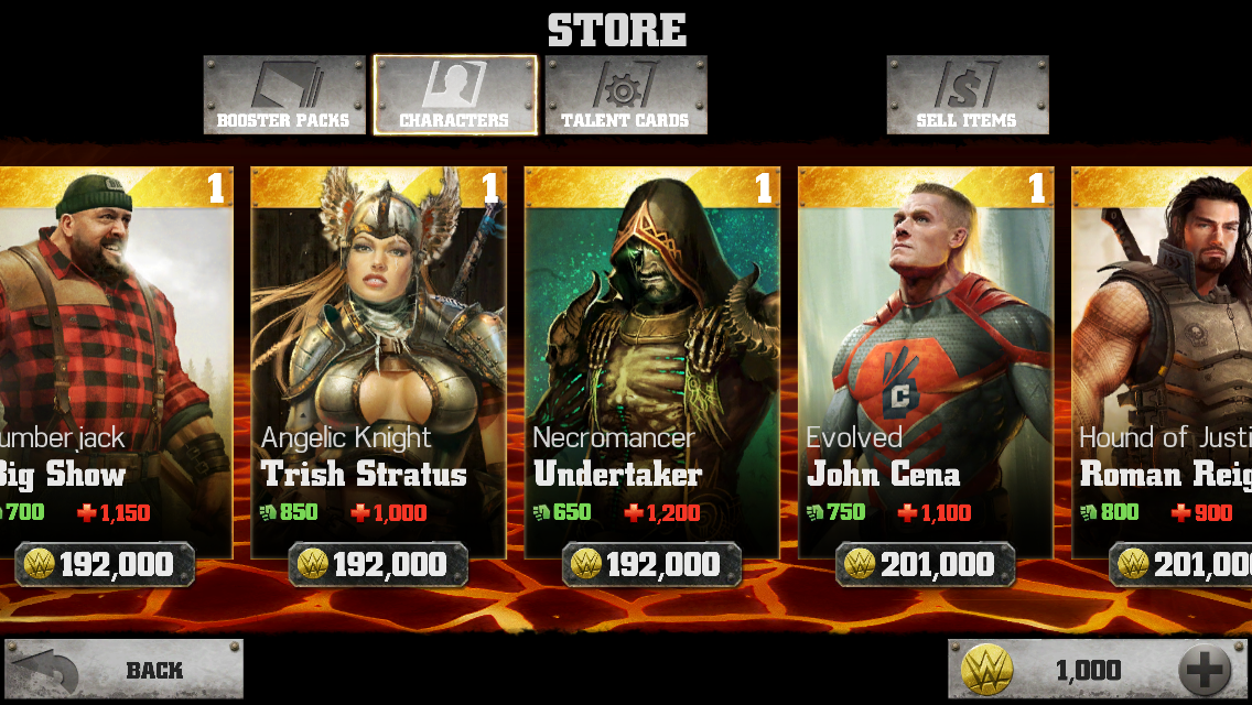 WWE Immortals high end characters (Undertaker, John Cena, Trish Stratus, Big Show)